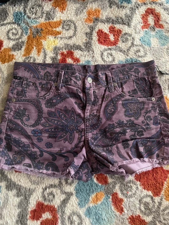Citizens Of Humanity Pants - Citizens Of Humanity Purple Paisley Denim Cutoff Shorts